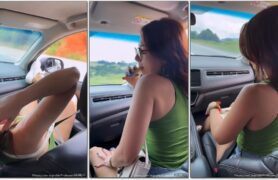 Cibelly Ferreira, conhecida por seus videos do Privacy no OnlyFans, foi flagrada fumando maconha e exibindo as teta em um carro