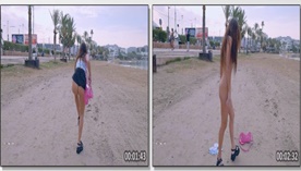 Alexis Pena, uma jovem atraente e ousada, exibindo seu corpo em público