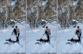 Mikaela Testa sendo gulosa em cenas de sexo oral na neve