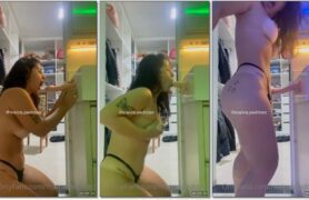Maira Pedroso grava vídeos sensuais para o OnlyFans, onde a vemos colocando um brinquedo adulto na cozinha e se divertindo com ela mesma