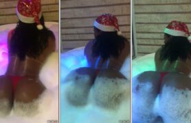 Vanessa Rodrigues arrasando de mamãe noel rebolando com tudo na banheira cheia de espumas